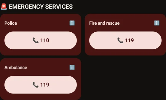 Emergency numbers for Japan