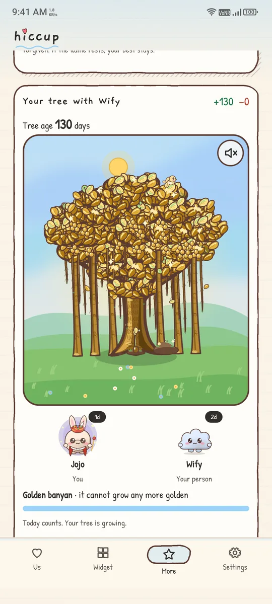A golden banyan tree grown over 130 days together in Hiccup