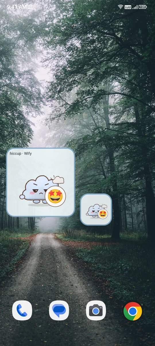 Hiccup widgets for a person on an Android home screen