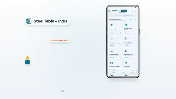Still from the animation for: Steel Table India: a free, offline IS 808 steel section app